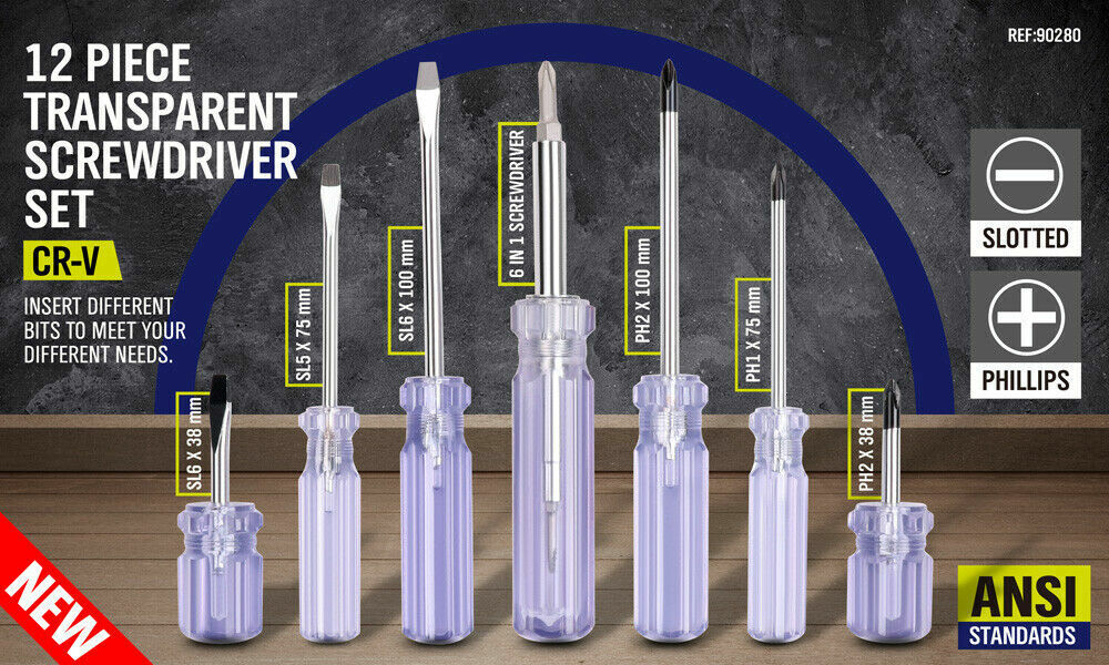 Durable 12-Piece Screwdriver Set with Double-Sided Bits Made from Chrome Vanadium Molybdenum Steel