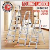 Compact and Lightweight Folding Ladder - Non-Slip Platform, Multi-Purpose Aluminum Design (3/4/5 Steps) - Ideal for Home and Work
