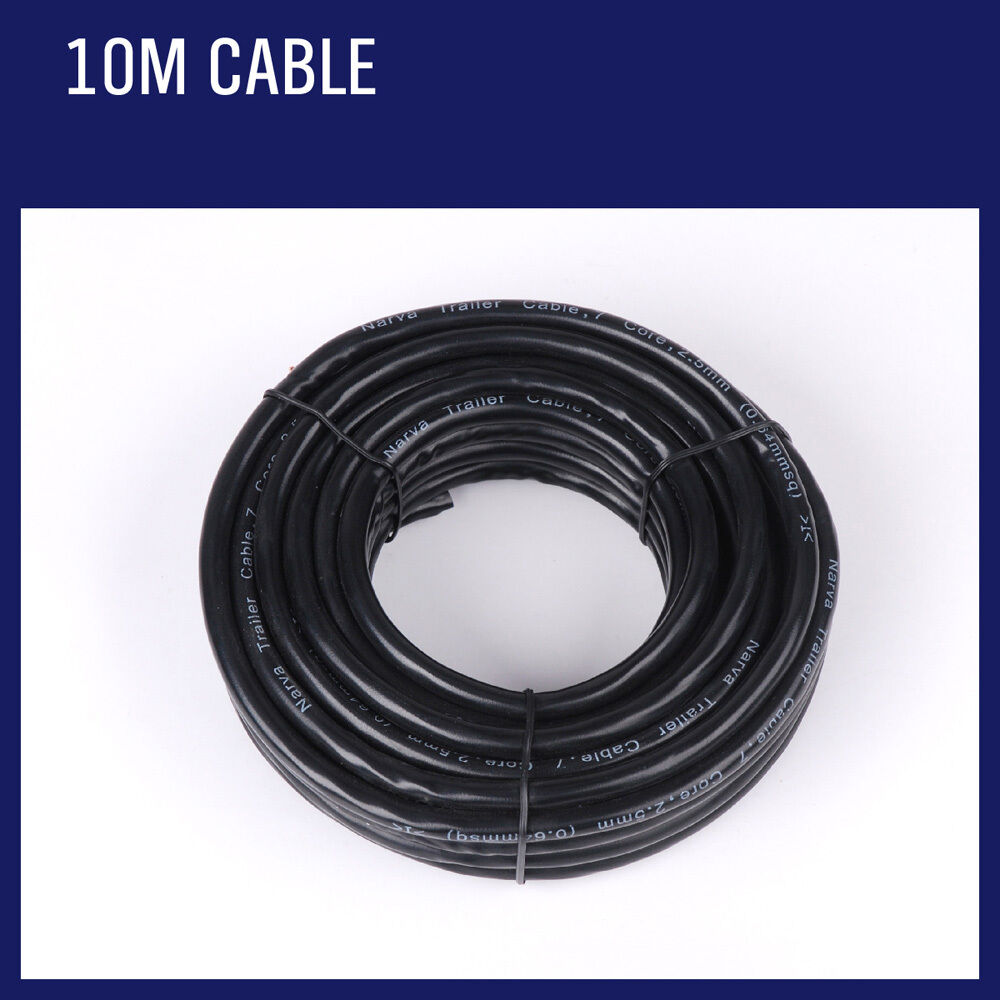 Durable 10M X 5 Core Wire Cable with Oxygen-Free Copper Conductor and Black PVC Sheath for Trailers and Caravans