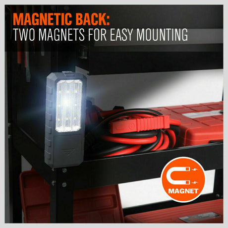 Compact and portable LED Light, perfect for camping, garage work, and auto repairs. Features a handy size of 175cm x 25cm x 73cm, equipped with two magnets for easy mounting, and powered by 9 LED lights for superior brightness.
