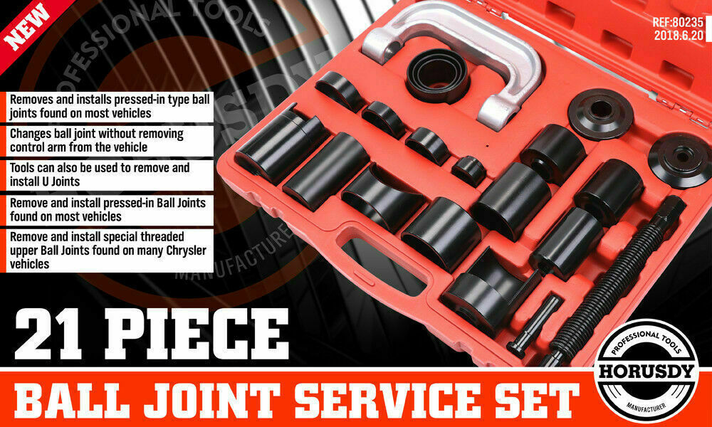 Comprehensive 21-Piece Ball Joint Service Kit with C-Frame Press and Adapters