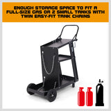 Sturdy 3-Tier Welding Trolley with Gas Tank Storage, Twin Tank Chains, and Solid Rubber Wheels