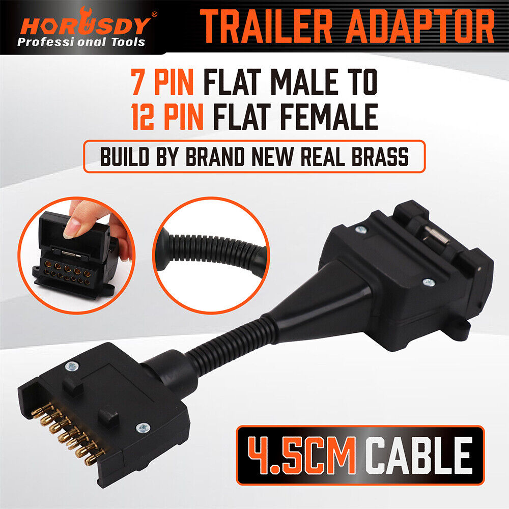 HORUSDY 7-Pin Flat Male Plug to 12-Pin Flat Female Socket Adaptor for Trailer and Caravan Connections