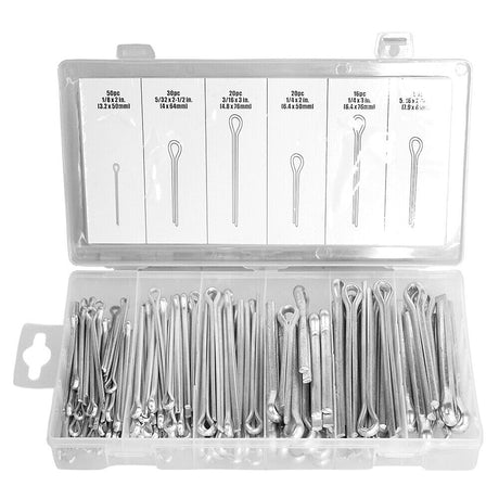 144-Piece Large Cotter Pin Assortment Kit with Durable, Corrosion-Resistant Zinc Plating