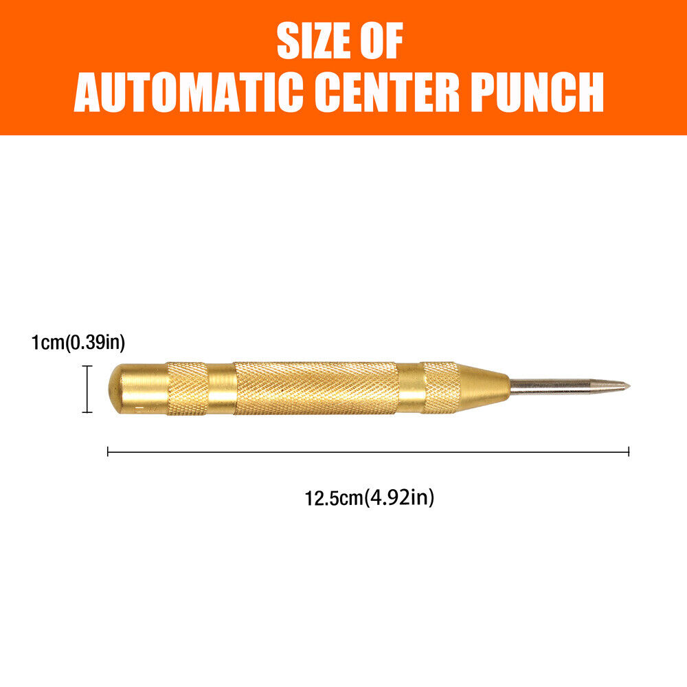 Gold 125mm/5-Inch Automatic Centre Punch with Adjustable Spring Load and Knurled Steel Handle for Metalwork