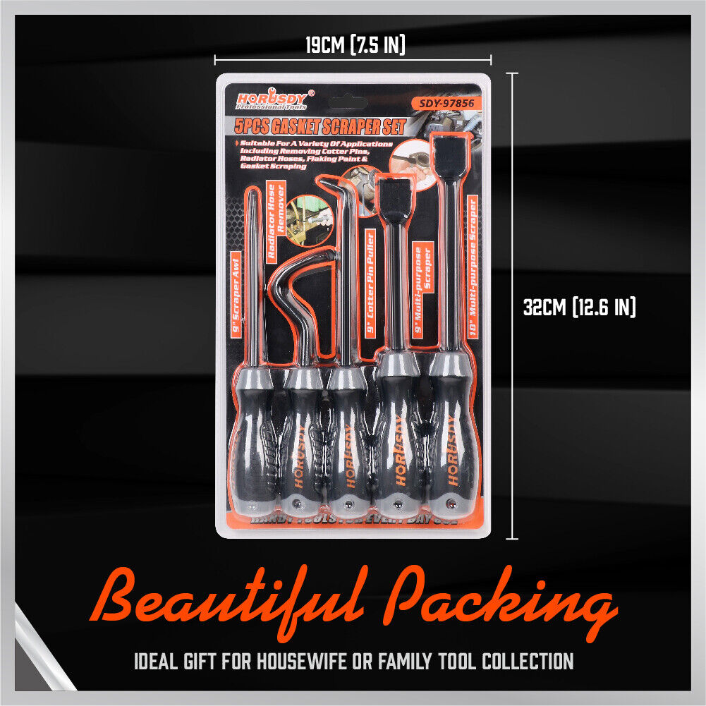 Versatile 5-Piece Pick, Hook, and Scraper Set - Ergonomic Design, CR-V Steel for Seals, Gaskets, and Detailed Work