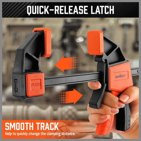 Set of 2 HORUSDY 6-inch Woodworking Bar Clamps with Quick Clamp and Spreader Function, 150Lbs Load Capacity