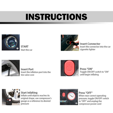 Compact and Efficient HORUSDY Car Tire Inflator Pump