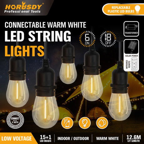 Solar-Powered String Lights for Festoon Wedding Party