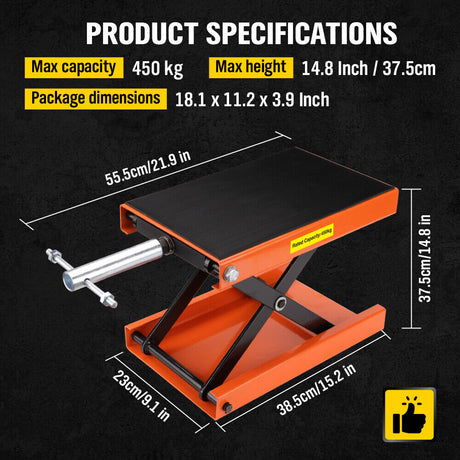 HORUSDY 450kg Motorcycle Scissor Lift Jack - Sturdy and Safe Motorbike Lifting Stand with Wide, Non-Slip Deck