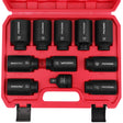 SEDY 11Pcs Metric Deep Impact Socket Set with Adapter for High-Torque Wheel Axle Nut Wrench Tasks