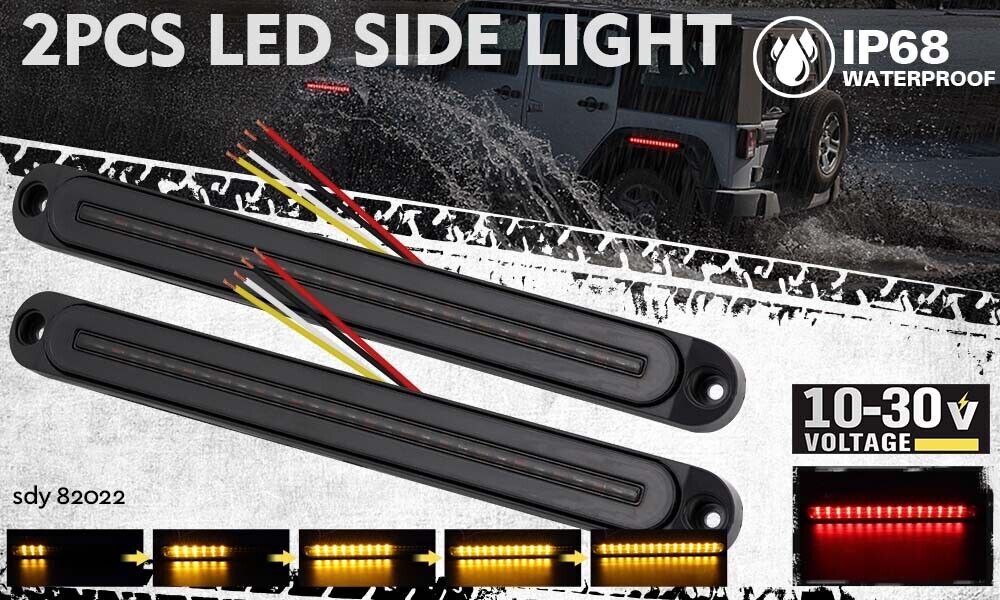 LED tail lights with sequential turn signal for trucks and trailers