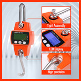 Compact and robust Mini Portable Crane Scale with a capacity of 300kg and precision of 0.1kg. Features a 55mm large LCD display, stainless steel load receptor, and aluminum casing. Versatile with multiple weighing modes and equipped with tare, manual/auto hold, and auto power off functions.