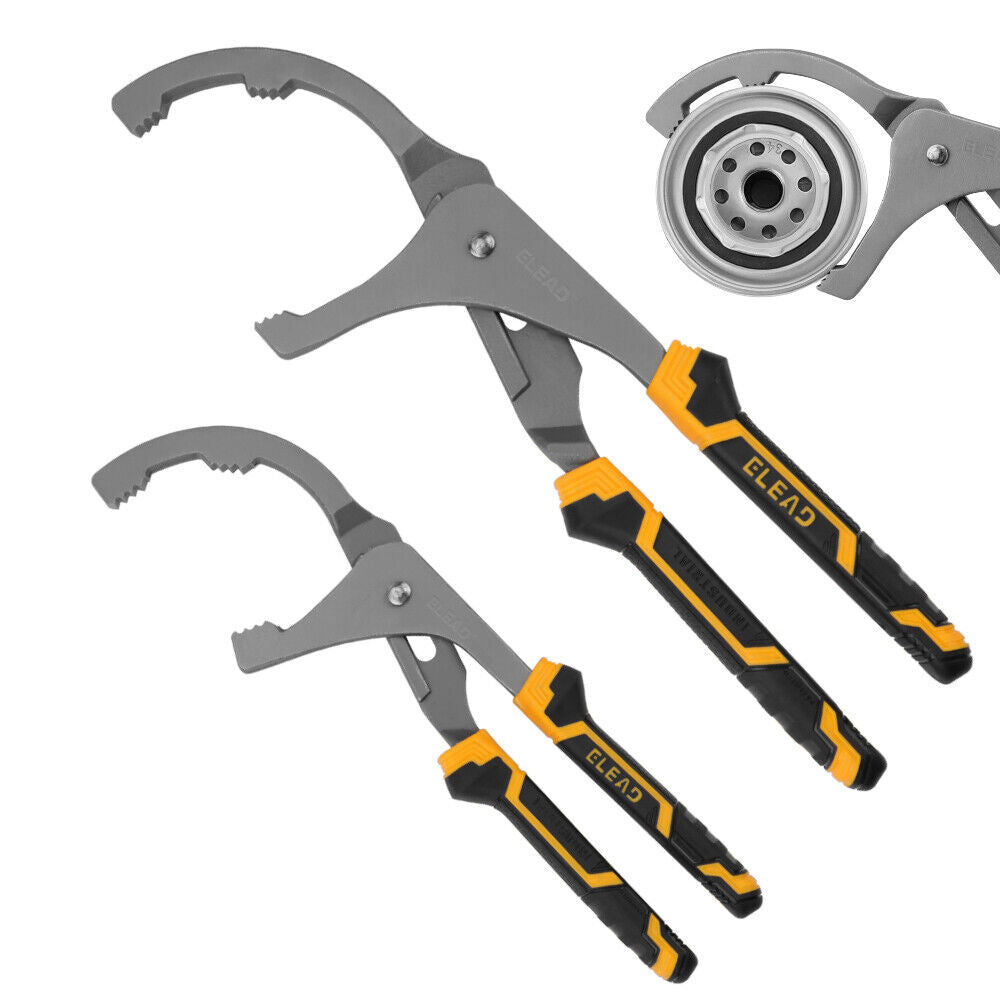 ELEAD 9 and 12-inch Adjustable Oil Filter Wrenches with Forged Carbon Steel and Ergonomic Grips for Efficient Auto Repairs