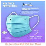 Pack of 50 Face Masks with Triple-Layer Protection - Anti Bacterial, Dust and Allergy Filter, Comfortable with Elastic Earloops