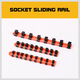 Three-piece mixed socket holder set for 1/2", 3/8", and 1/4" drive sockets, featuring spring-loaded ball bearings for secure holding.