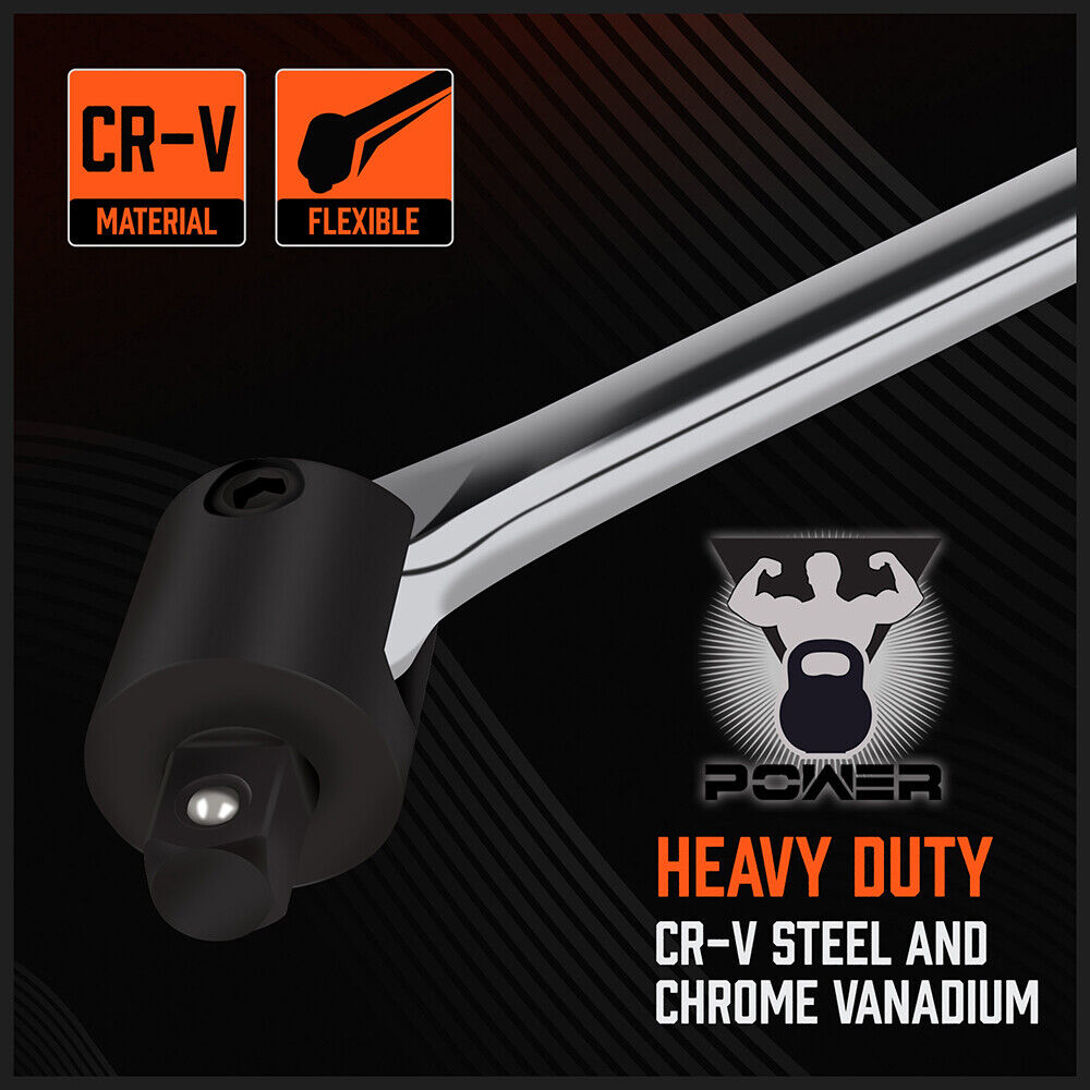 Durable Alloy Steel Breaker Bar Wrench in Sizes 15", 18", 24", 38" with Flex Tang and Ergonomic Handle