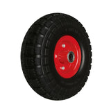 10-inch Solid Rubber Trolley Wheel with Puncture-Proof Design and Red Hub