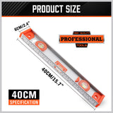 HORUSDY 40CM Red Torpedo Spirit Level with 3 Bubbles for Plumb, Level, and 45-Degree Angles, Magnetic and Shockproof