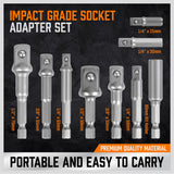 Highly Durable 9-Piece Drill Socket Adapter Set - Chrome Vanadium Steel, Multiple Sizes for Impact Drivers and Wrenches