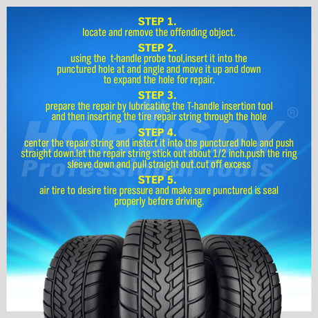 Heavy Duty 56-Piece Tyre Puncture Repair Kit - Quick and Easy Emergency Tire Repair for Car, Motorcycle, 4WD - Durable Tools and Accessories