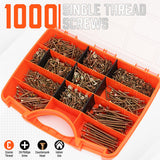 HORUSDY 1000-Piece Screw Set, Durable Steel Phillips Drywall Screws in Various Sizes, Anti-Corrosion and Rust-Resistant, in Plastic Storage Box for DIY Sheetrock and Woodwork