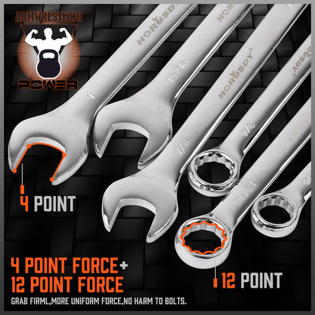 Durable 32-Piece Chrome Vanadium Steel Wrench Set with Mirror Polish Finish