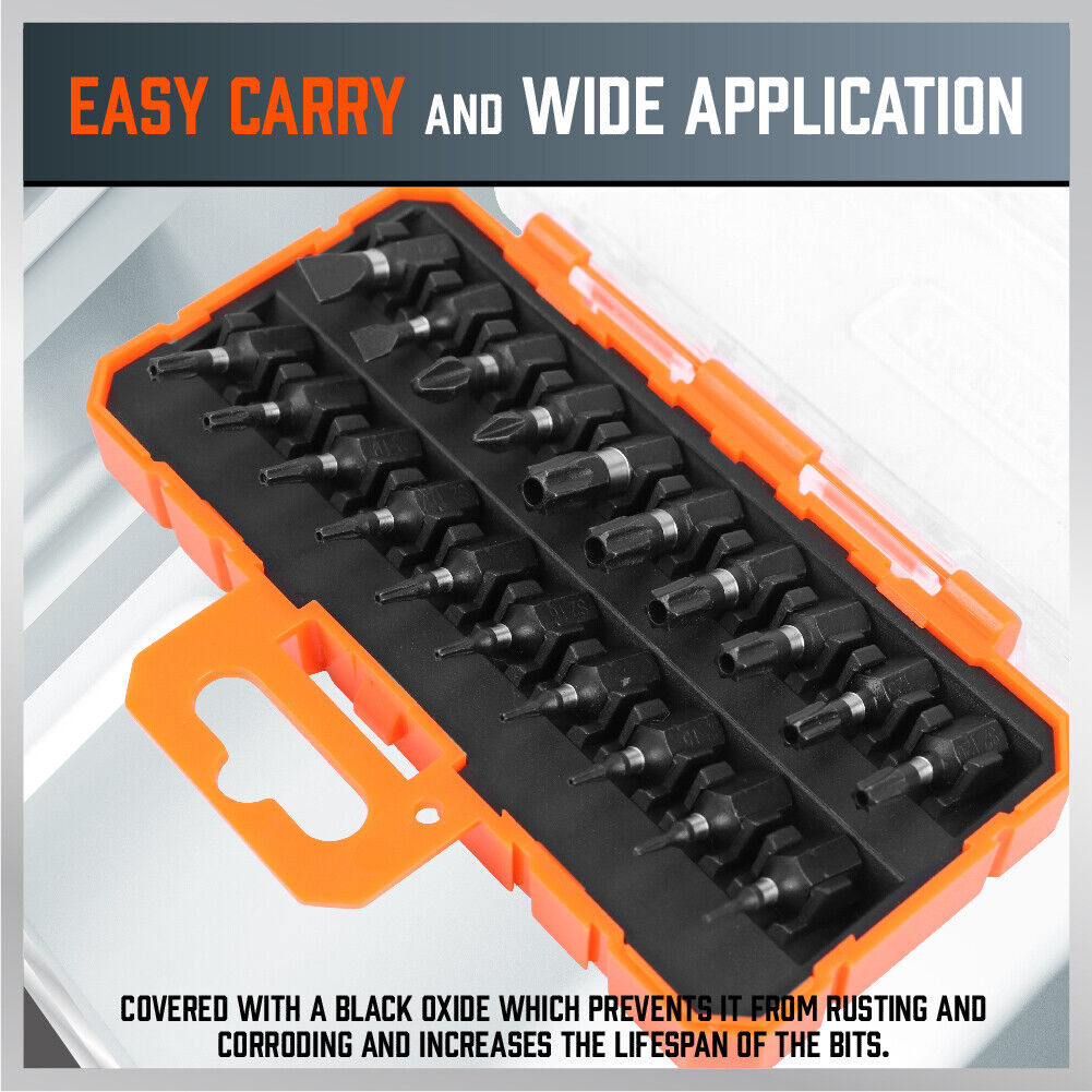 HORUSDY 20-Piece Torx Bit Star Screwdriver Set, Impact-Resistant Hex Shank Design with Durable S2 Alloy Steel Bits, Including Tamper-Resistant Star, Phillips, and Slotted Bits
