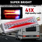 HORUSDY 16 LED Trailer Lights featuring Dynamic Flowing Turn Signal, Brake, Reverse, and Tail Lights with Waterproof IP67 and ADR Compliance