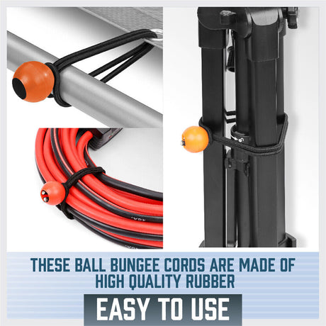 45-Piece Set of Elastic Bungee Ball Ties in Black, featuring 6 inch, 9 inch, and 11 inch lengths for versatile outdoor use
