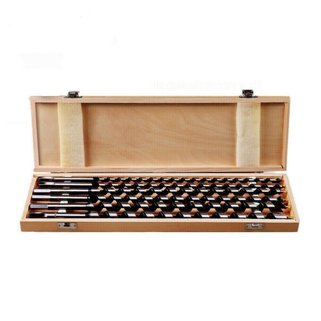 460mm Long 6Pc Auger Wood Drill Bits Set - 10-20mm Hex Shank, Includes Wooden Storage Box