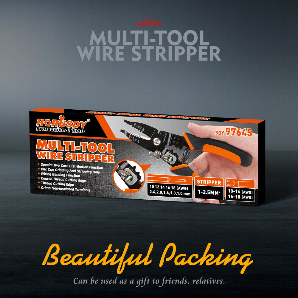 Versatile 8-Inch Wire Stripping Tool and Cutter - High-Quality Steel, Ergonomic Handle, Suitable for 10-24AWG Cables