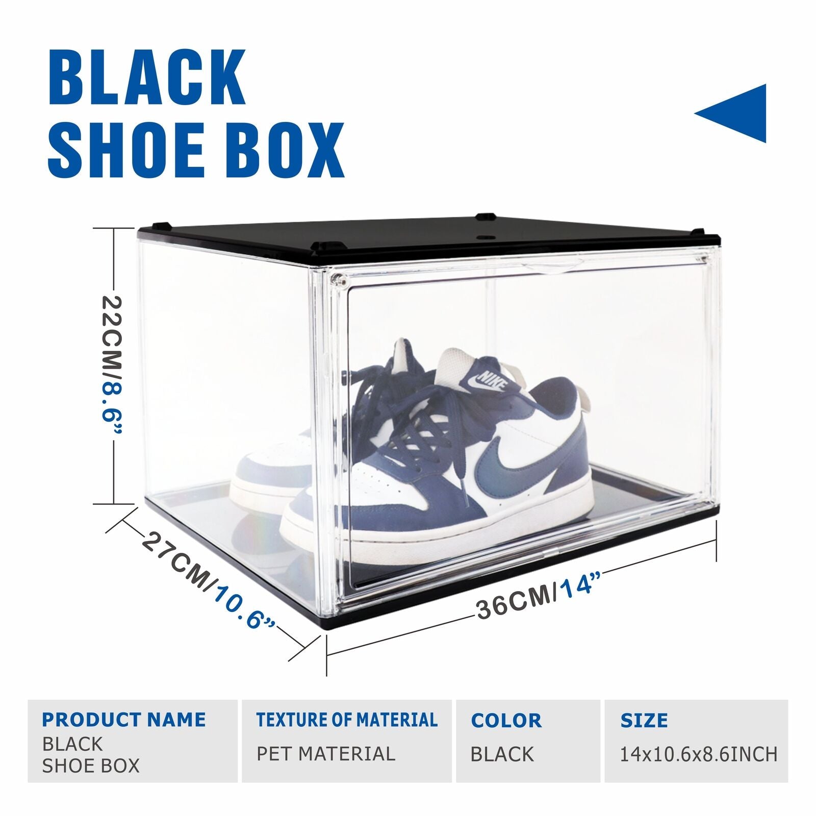 Premium Stackable Shoe Box - Transparent Display Storage Case with Magnetic Door, organized and protected shoe storage.