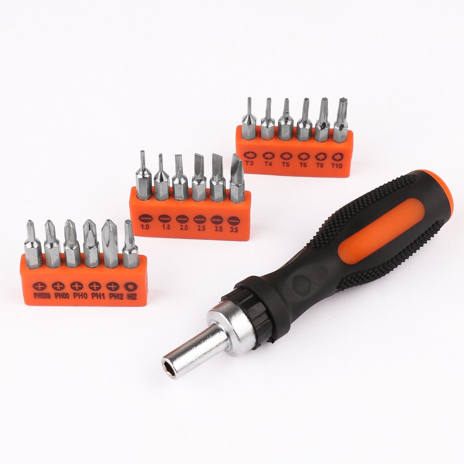 HORUSDY 19 Pcs Precision Screwdriver Set with Ratchet Driver, Multiple Bits (Slot, Torx, Phillips, Hex), Flexible Shaft, Non-slip Rubber Handle, Ideal for Detailed Repairs