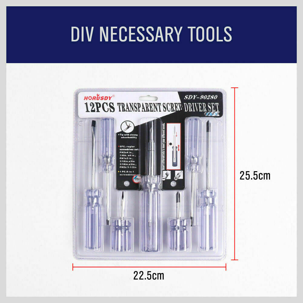 Durable 12-Piece Screwdriver Set with Double-Sided Bits Made from Chrome Vanadium Molybdenum Steel