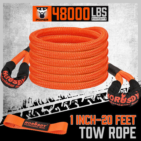 HORUSDY 20FT Heavy Duty Tow Rope, 6.1M Length, 48000 LBS Break Strength, Nylon N66 Kinetic Recovery Snatch Strap, Ideal for Off-Road Vehicle Recovery, with Durable Storage Bag