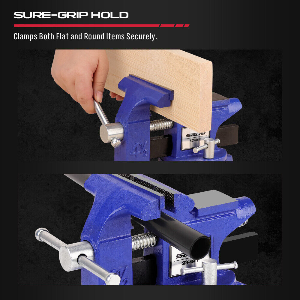 HORUSDY 4.5-Inch Blue Bench Vise with Multi-Jaw Design and Magnetic Jaw Pad, Ideal for Woodworking, Welding, and Precise Clamping