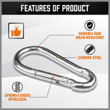 HORUSDY 6Pc Snap Hook Carabiner Shade Clip Camping Climbing Lock Stainless Steel