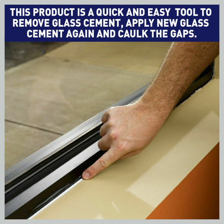 Comprehensive 3-piece scraper set for easy caulking and sealant removal, including a finishing tool, plastic scraper, and caulk nozzle with storage bag.