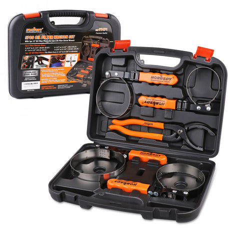 Comprehensive 5-Piece Oil Filter Wrench Set with Swivel Grip - Chrome Vanadium Steel for Durability and Rubber Handles for Comfort