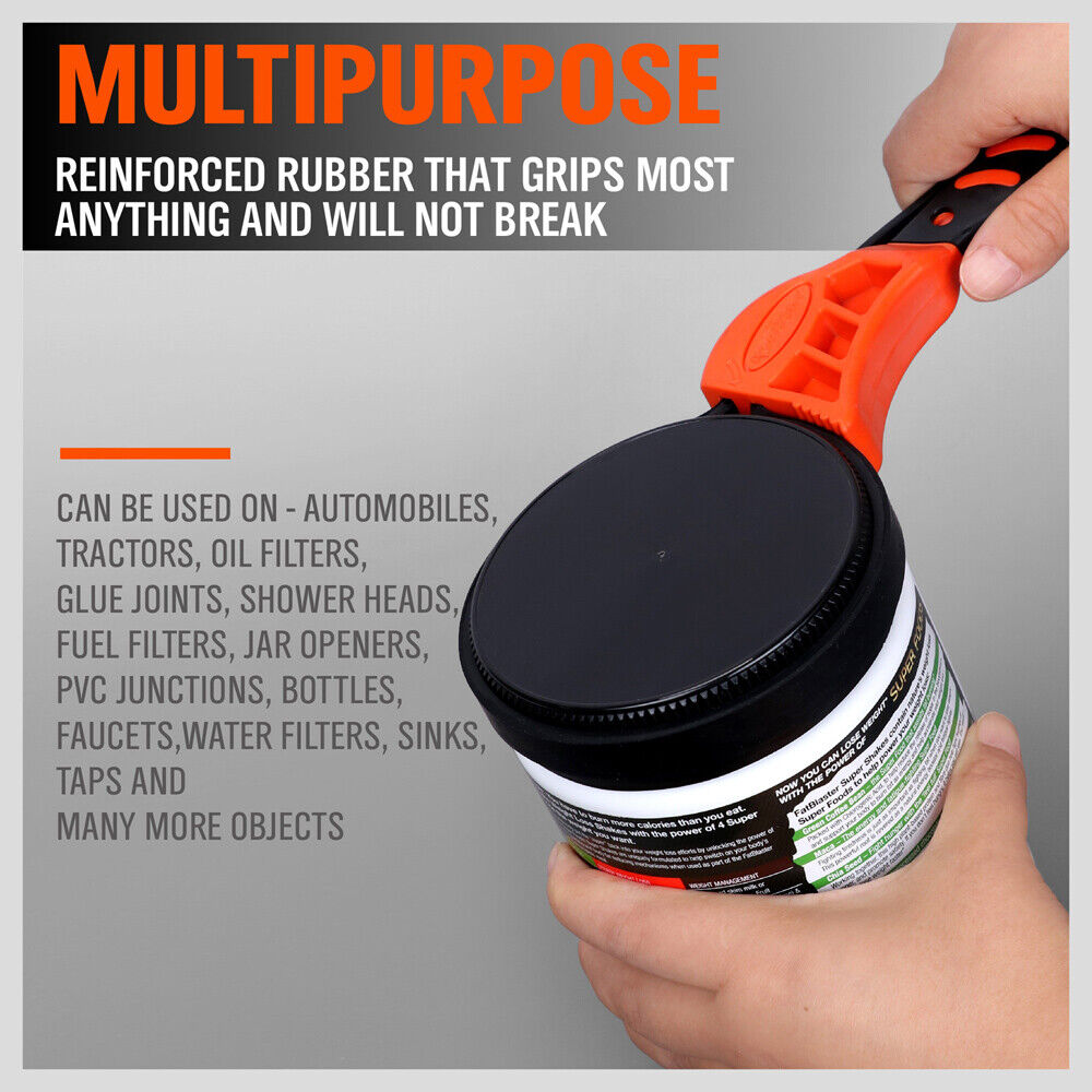 Two-piece adjustable strap wrench set with reinforced rubber belts and ergonomic handles.