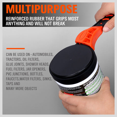 Two-piece adjustable strap wrench set with reinforced rubber belts and ergonomic handles.