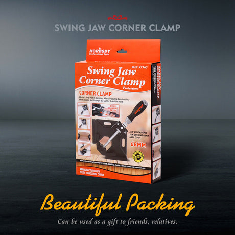 Durable aluminum alloy 90-degree corner clamps with quick-release adjustable jaws.