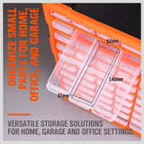 60-drawer organizer set enables wall, stack or floor installation with durable, transparent build for functionally arranging huge volumes of tools, industrial parts and job site supplies.
