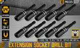 10-Piece Magnetic Extension Socket Drill Bit Holders with Universal 1/4" Hex Shanks for Secure Bit Retention