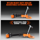 Professional Vehicle Fender Roller, a vital tool for auto repair, featuring an iron body for optimal hardness. Fully adjustable arm for gradual pull or push, versatile for a range of vehicle fender repairs. Includes 5 conical lug nut rings and a manual, with a minimum length of 300mm and a maximum of 578mm, weighing 6.8kg