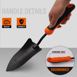 Durable 14-Inch Hand Shovel with Carbon Steel Blade and Rubber Handle for Gardening and Digging