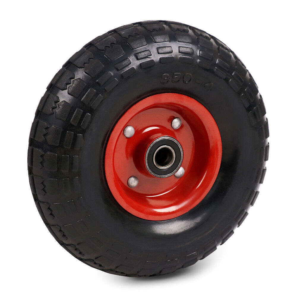 10-inch Solid Puncture-Proof Trolley Wheel with Red Hub for Heavy-Duty Use