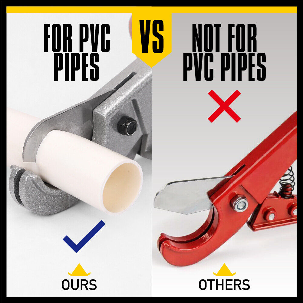 Durable PVC pipe cutter with spring-loaded handles for cutting PEX and polyethylene tubing