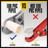 Durable PVC pipe cutter with spring-loaded handles for cutting PEX and polyethylene tubing